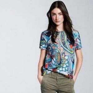 J.Crew Silk Moonglow Paisley Tee